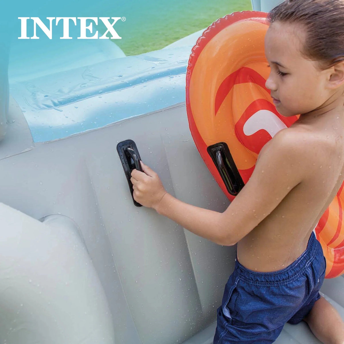 Tobogán Inflable de Agua Intex Surf ‘N Slide y Kit de Reparación de 6 Parches Wet Set