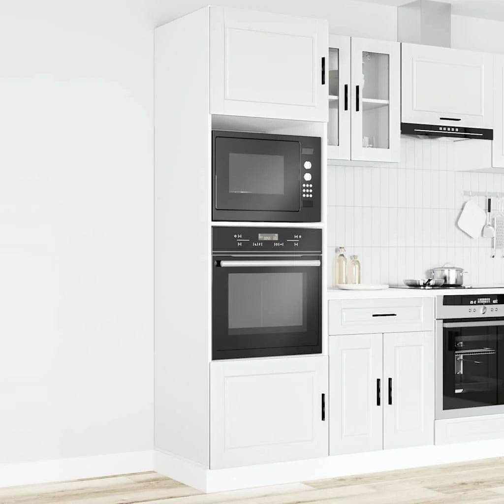 vidaXL Armoires de Four 2 pcs Porto Blanc Bois d'ingénierie, unité de Four, Armoire de Four de Cuisine, unité de Base de Four