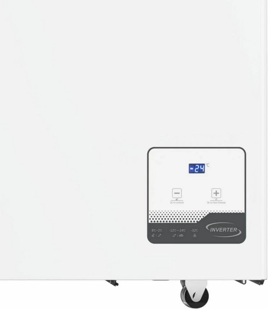 Congélateur coffre professionnel METRO GHF2700S, acier, 188 x 73,5 x 94,5 cm, 700 L, 125 W, 3 paniers, éclairage LED, avec serrure, blanc/gris