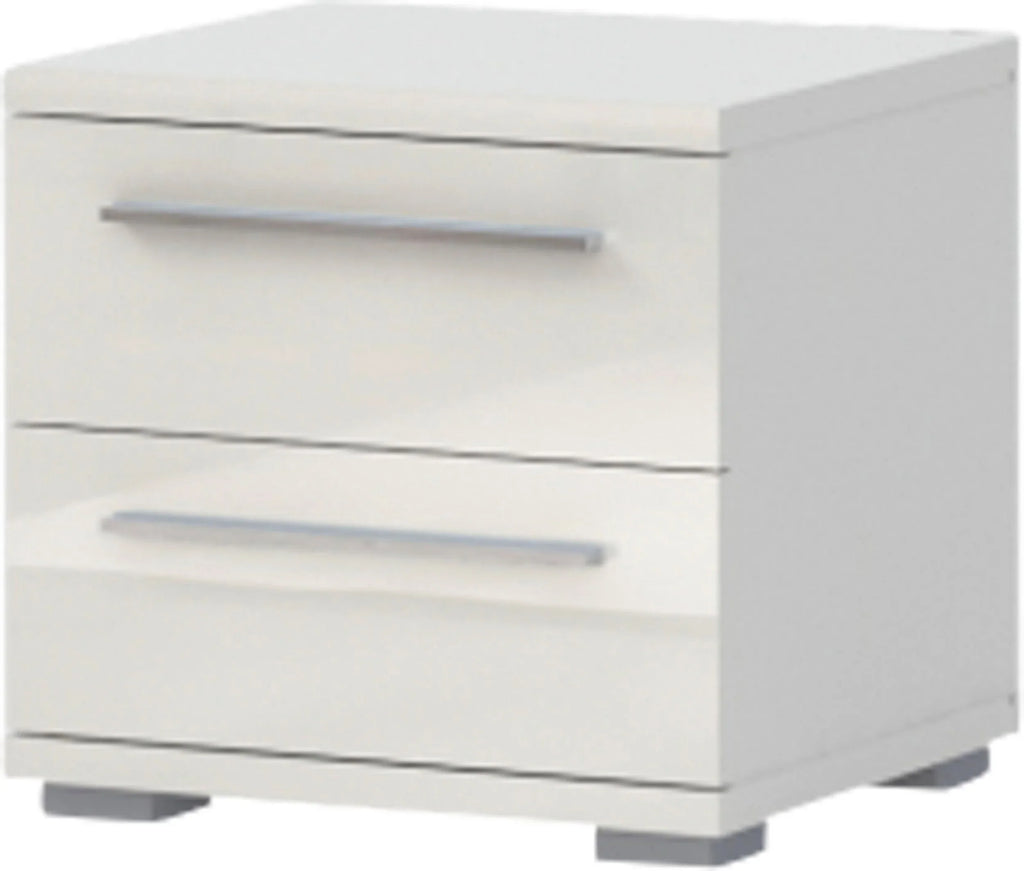 Mesita de noche Piano beige brillante con 2 cajones, 45 cm de ancho