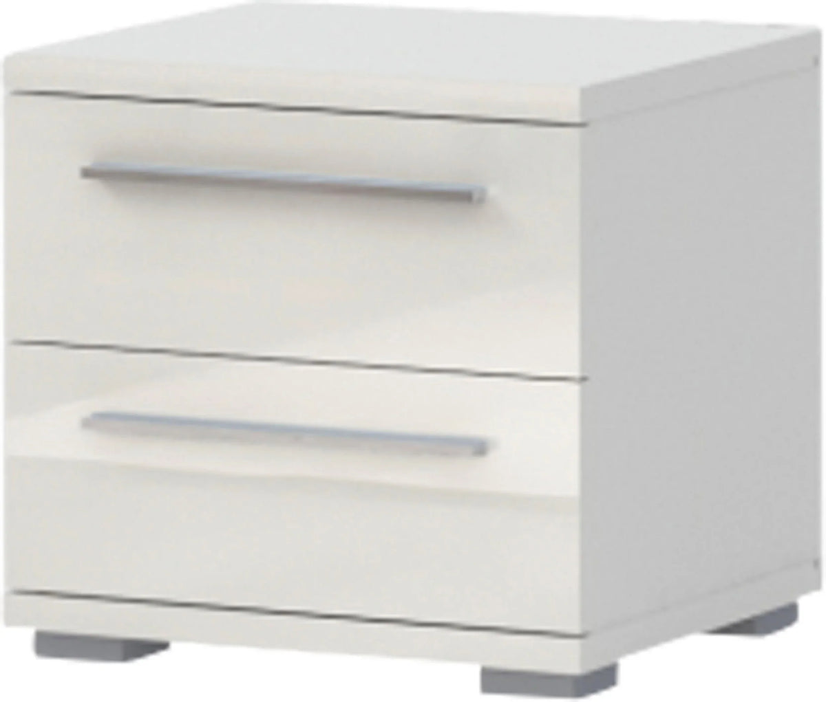 Mesita de noche Piano beige brillante con 2 cajones, 45 cm de ancho