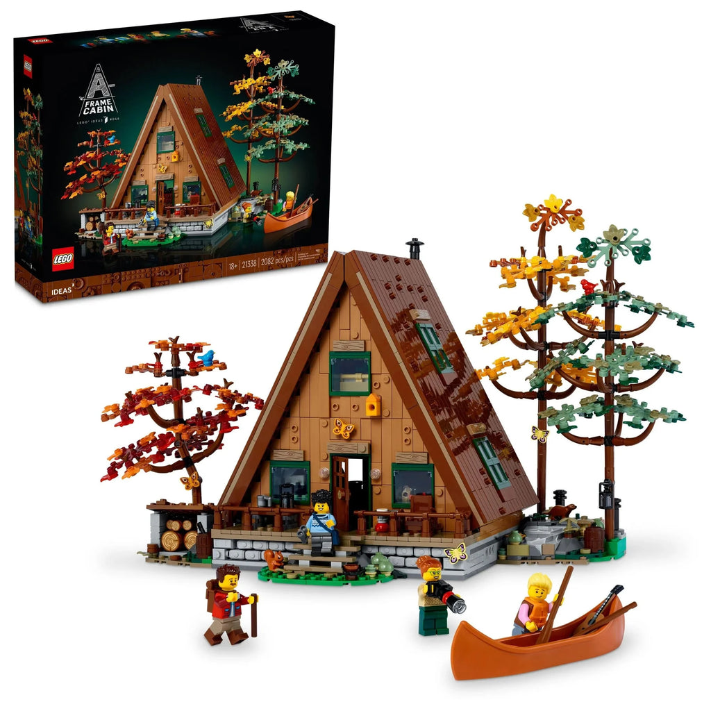 LEGO Ideas Cabaña A-Frame 21338 – Set Coleccionable para Exhibición, Kit de Modelo Construible para Adultos, Regalo para Amantes de la Naturaleza y la Arquitectura, Incluye 4 Minifiguras Personalizables y 11 Figuras de Animales