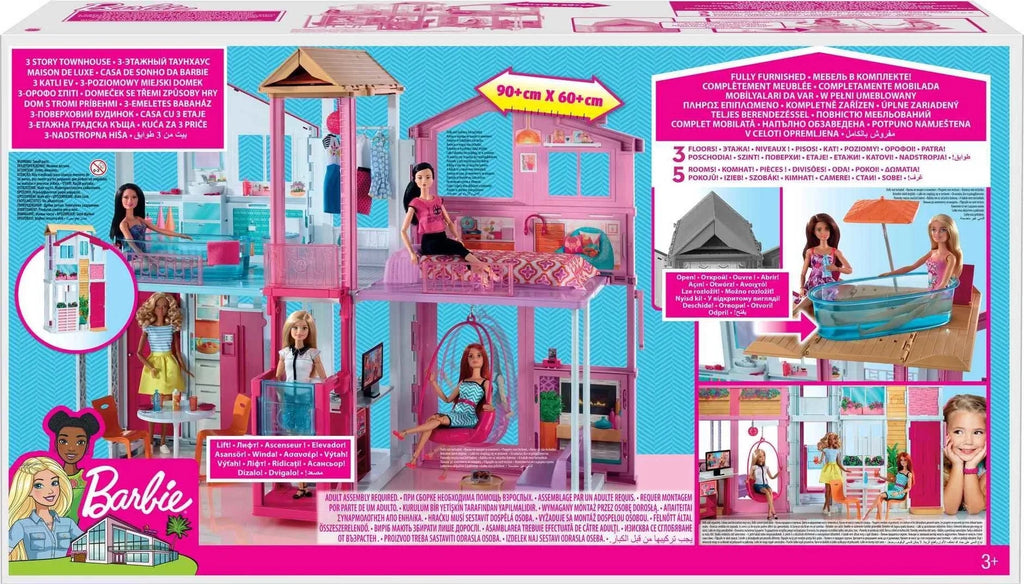 Casa de Tres Pisos Barbie, para edades de 3 años en adelante