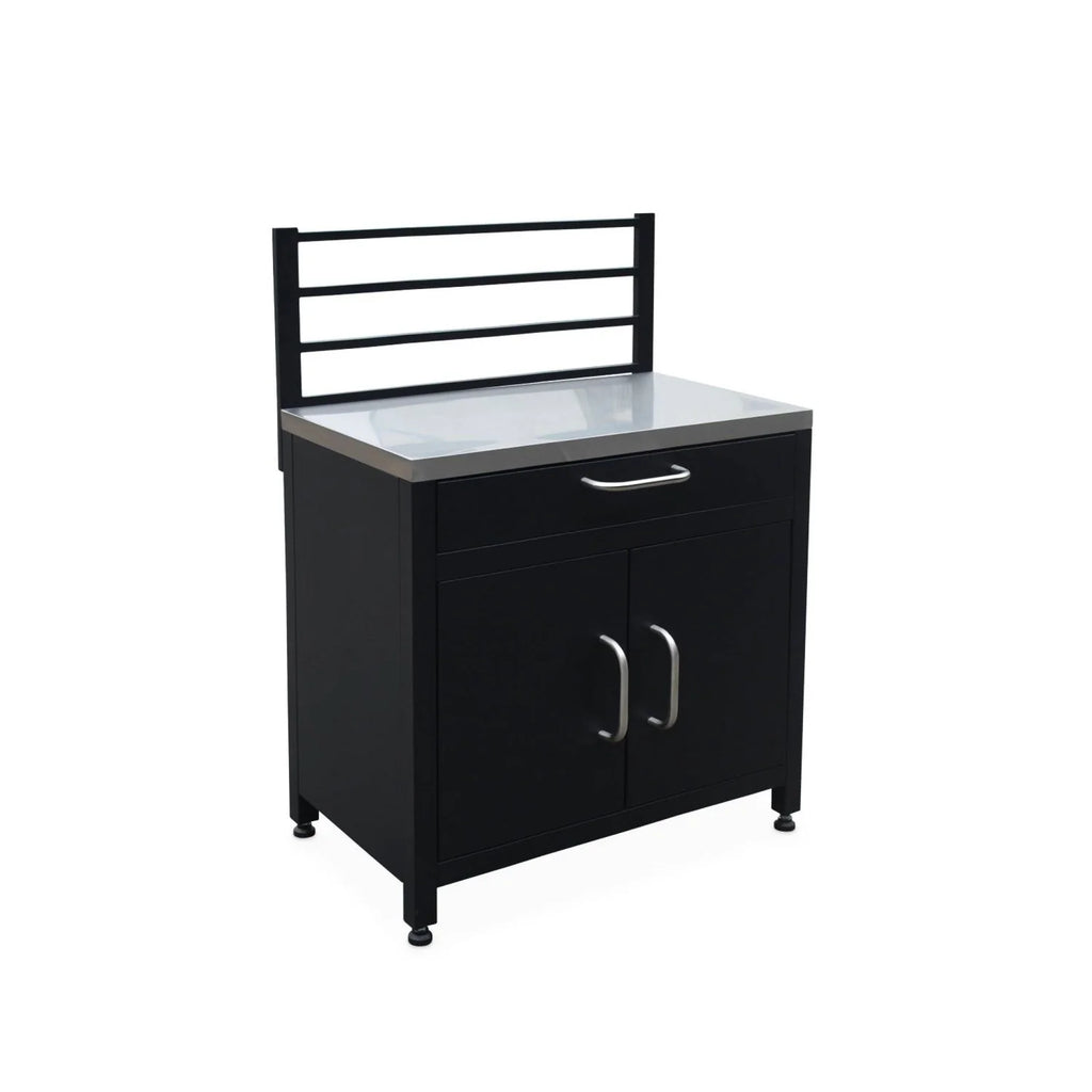 Cocina Exterior De Acero 1 Cajón Y 2 Puertas, 80cm, Negro