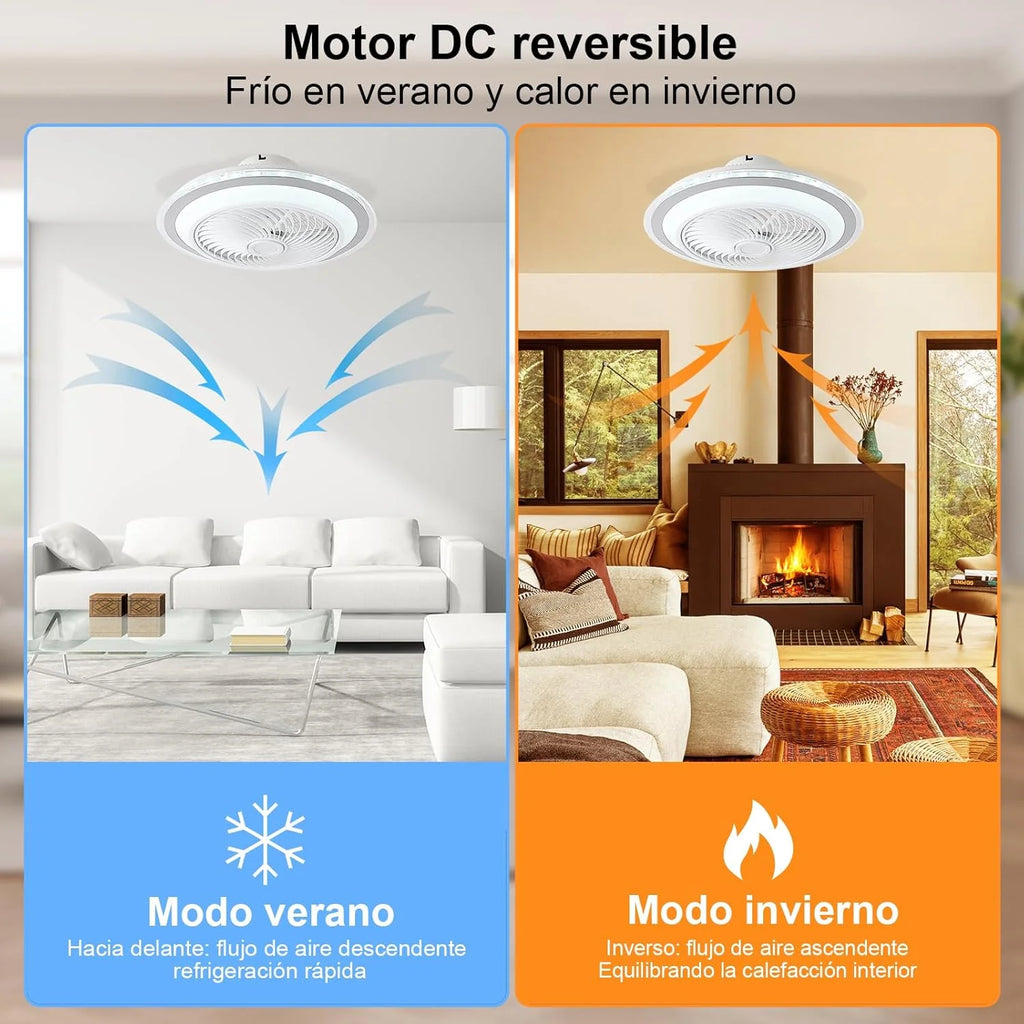 oxylops – Ventilador de Techo con Luz LED, 5 Aspas, 40W Luz, Motor DC 12W, 6 Velocidades, 3 Tonos de Luz, Silencioso, Ideal para Dormitorio, Salón, Estudio o Cocina