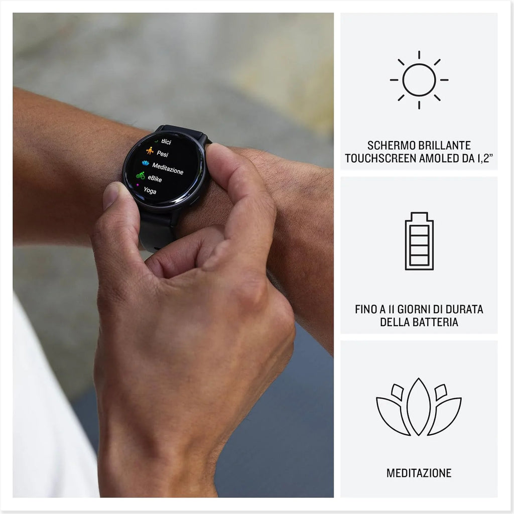 Garmin vívoactive 5 - Montre connectée GPS Sport et santé – Metallic Blue avec Bracelet Bleu Marine (Reconditionné)