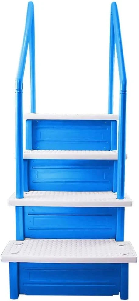 Escalones antideslizantes Aqua Select para piscinas elevadas | Azul | Para piscinas sobre tierra | Se pueden montar en terrazas de 48" a 54" de altura | Escalera de seguridad con capacidad hasta 250 lbs