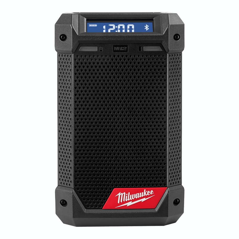 Radio inalámbrico para obra Milwaukee M12 de 12 voltios con Bluetooth/AM/FM y cargador 2951-20