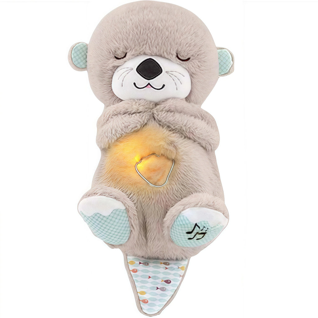 Máquina de Sonidos para Bebés Soothe Snuggle Otter, Juguete Musical Sensorial con Luces y Movimiento Rítmico de Respiración, Peluche para Recién Nacidos (Baterías No Incluidas)