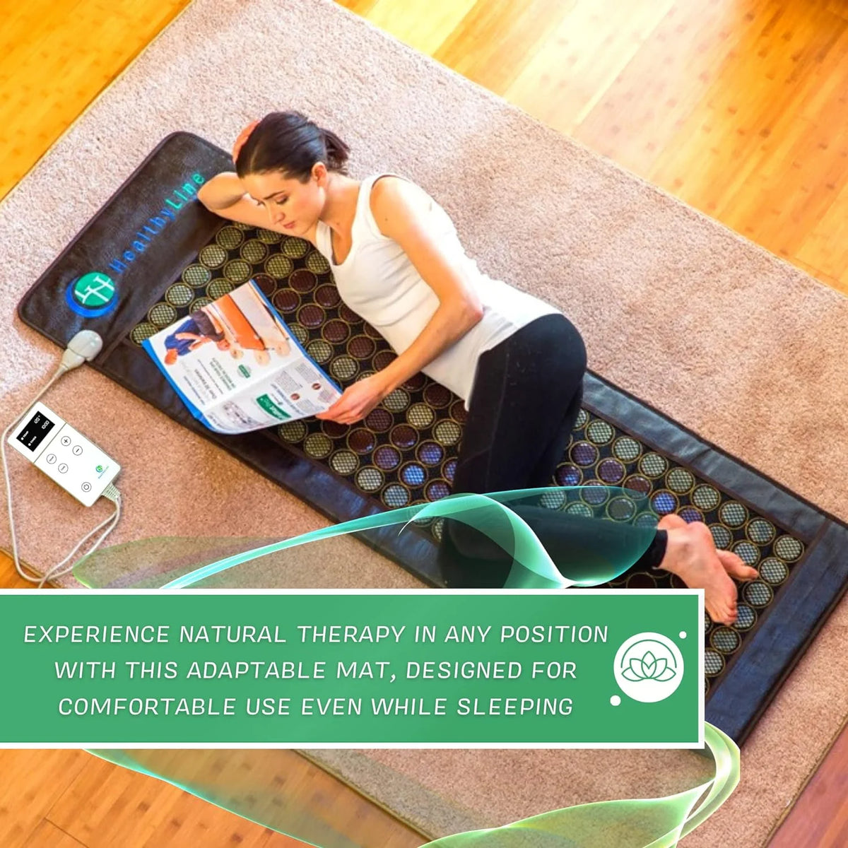 Almohadilla de Calefacción HealthyLine de Infrarrojos Lejanos – Piedras Calientes de Jade y Turmalina – Iones Negativos – Tapete de Malla JT Completo 7224 Soft Light InfraMat Pro®